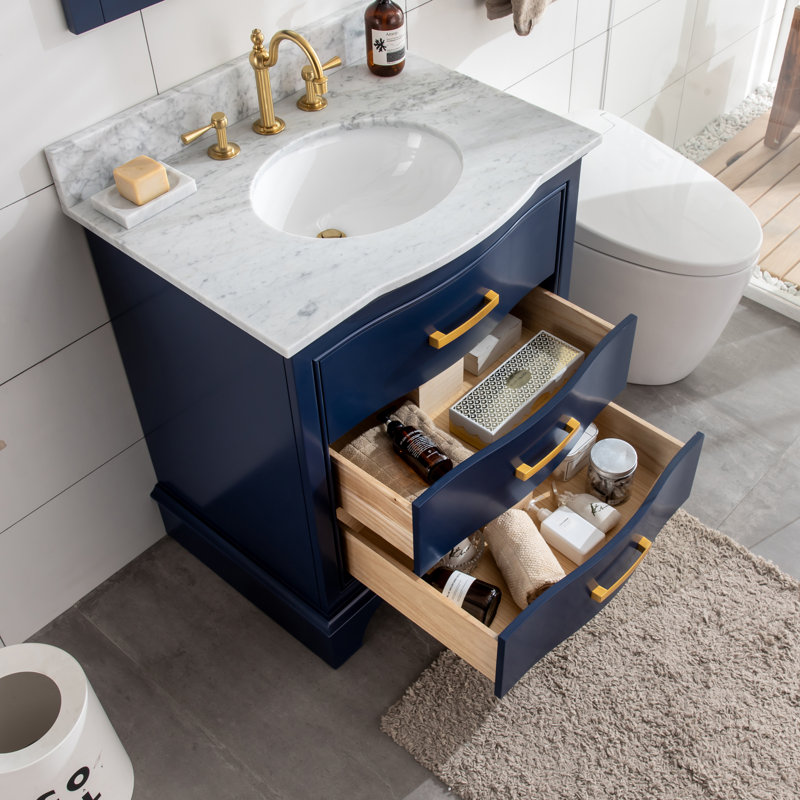 Andover Mills™ Goleta 30'' Single Bathroom Vanity with Marble Top